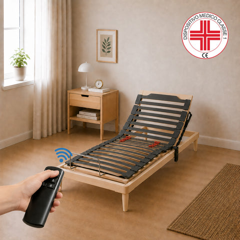 Rete elettrica VENUS a 26 doghe in multistrato con alzata indipendente e telecomando wireless