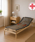 Rete ortopedica Venus con alzata manuale dello schienale, struttura in legno, 26 doghe in multistrato di faggio e regolatori di rigidità nella zona lombare. Dispositivo medico Classe 1 progettato per offrire sostegno ergonomico, comfort e corretta postura durante il riposo.