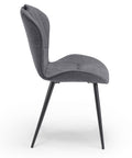 Sedia imbottita con gambe in metallo dal design moderno grigia