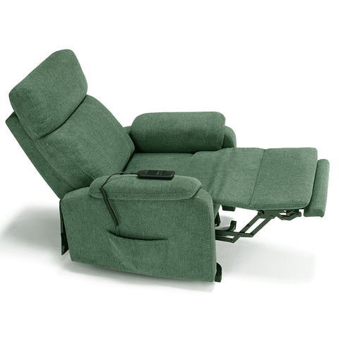Poltrona relax alzapersona 2 motori verde braccioli removibili estraibili reclinabile e pediera estensibile