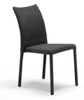 Sedia imbottita grafite grigio scuro stile moderno gambe in metallo rivestite